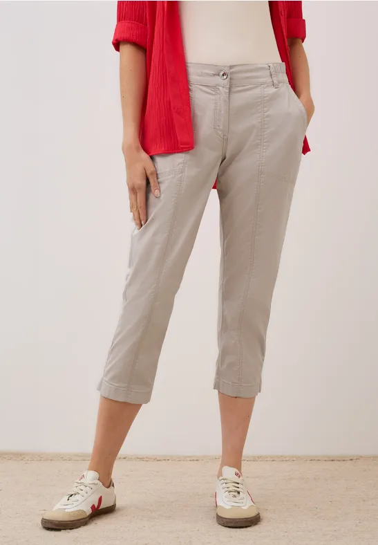 Cecil Damen 3/4 Sommerhose Casual Fit – Bequeme Baumwollhose Im Knitterlook, Mid Waist