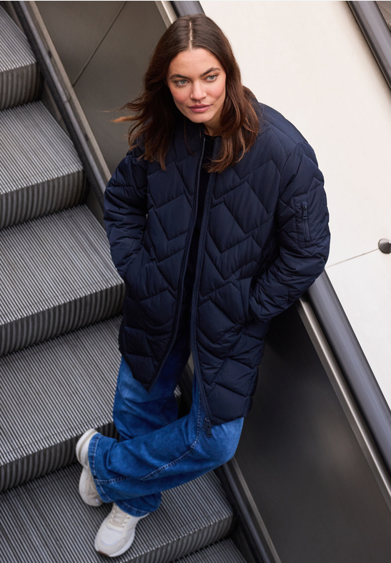 Cecil Long Blouson Coat dark navy blue