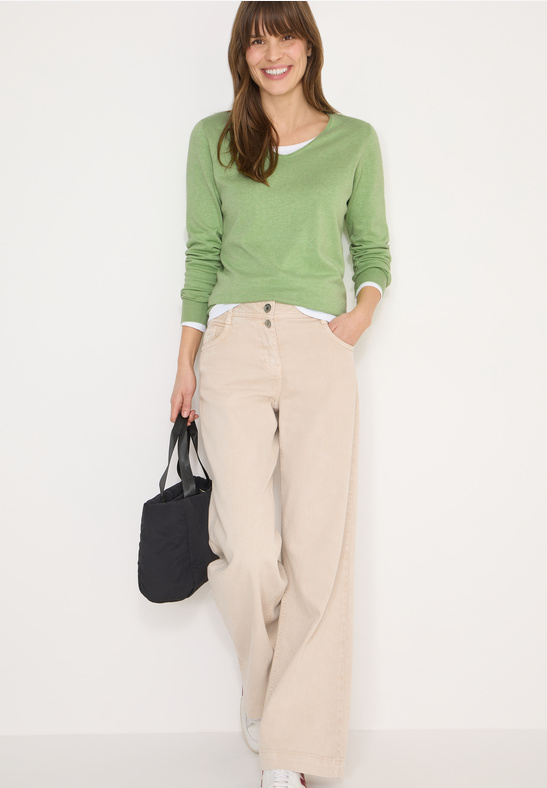 Cecil NOS Basic V-Neck Pullover bamboo green melange