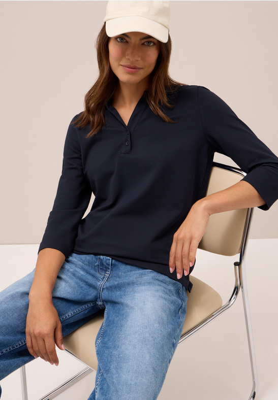 Cecil Solid Polo With Buttons urban dark blue