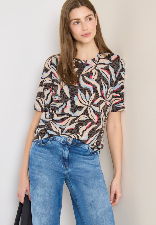 Cecil TOS Multi AOP Burnout Shirt macchiato brown