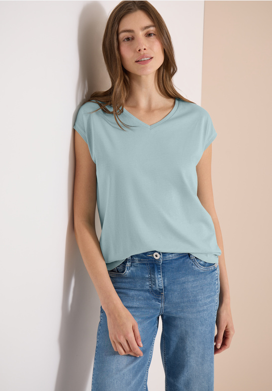 Cecil EOS Solid V-neck Shape Shirt crystal mint