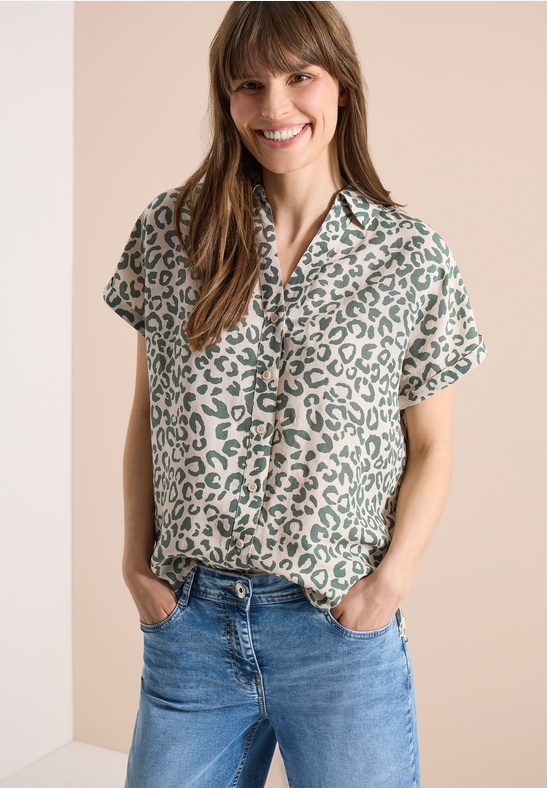 Cecil LI/CV Print Dropped Shoulder Bmacadamia beige